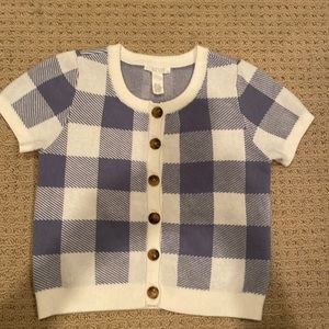 Super cute kids medium Full Tilt blue and white checkered sweater. Short sleeve.